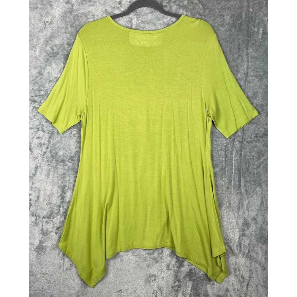 Soft Surroundings Top Womens Large Green Floral Embroidered Asymmetrical Boho - Picture 3 of 7
